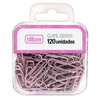 imagem Clips 28mm Glitter Pink 120 Unidades