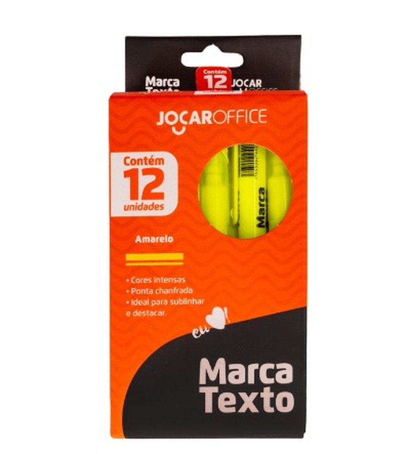 imagem Caneta Marca Texto Amarelo Jocar Office - Caixa com 12 Unidades