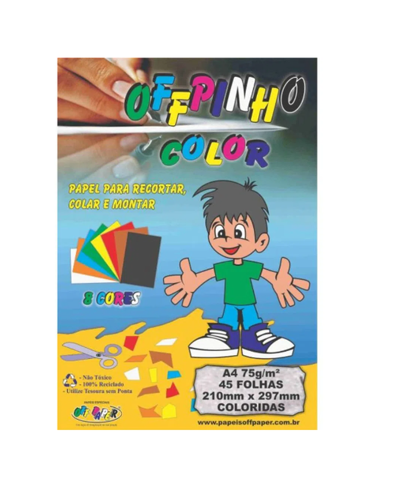 imagem Papel Offpinho Color A4 75g 8 Cores Off Paper - Pacote com 45 Folhas