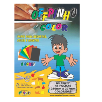 imagem Papel Offpinho Color A4 75g 8 Cores Off Paper - Pacote com 45 Folhas