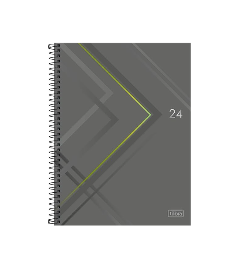 imagem Agenda 24 Espiral Spot Tilibra Cinza e Verde 200 Folhas