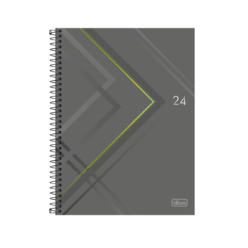 imagem Agenda 24 Espiral Spot Tilibra Cinza e Verde 200 Folhas