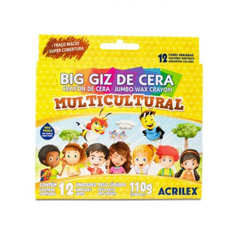 imagem Big Giz de Cera Multicultural Tons de Cabelo e Pele Acrilex 110g