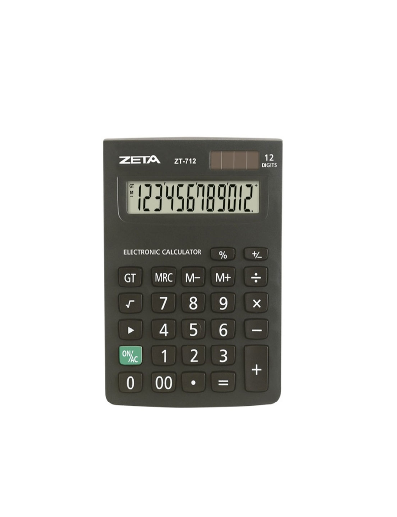 imagem Calculadora Eletrônica ZT712 Preta Zeta