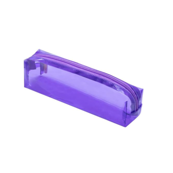 imagem Estojo PVC Transparente Quadrado 1 Zíper Roxo