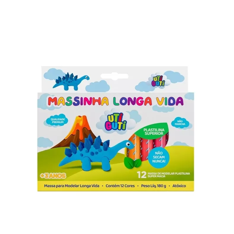 imagem Massinha Longa Vida Plastilina UTI GUTI 12 cores 180g