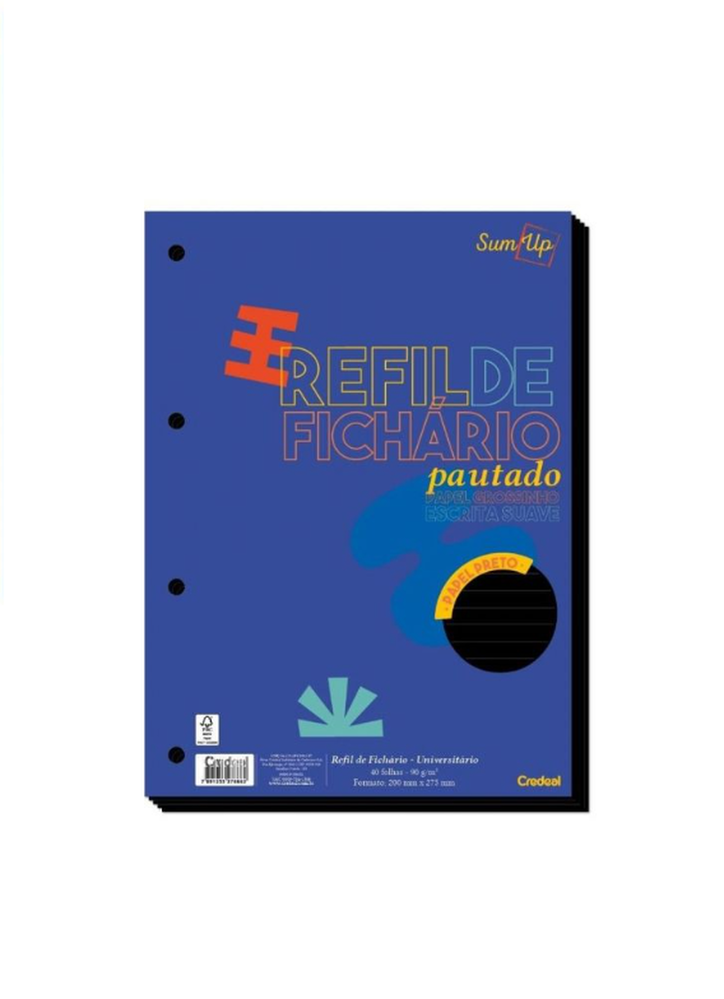 imagem Refil para Caderno Argolado Univ. Pautado 40fls Preto Credeal