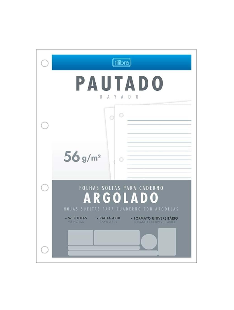 imagem Refil para Caderno Argolado Univ. Pautado 96fls Argolado Tilibra