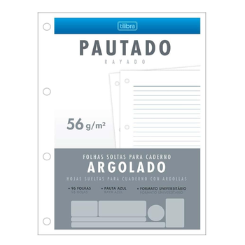 imagem Refil para Caderno Argolado Univ. Pautado 96fls Argolado Tilibra