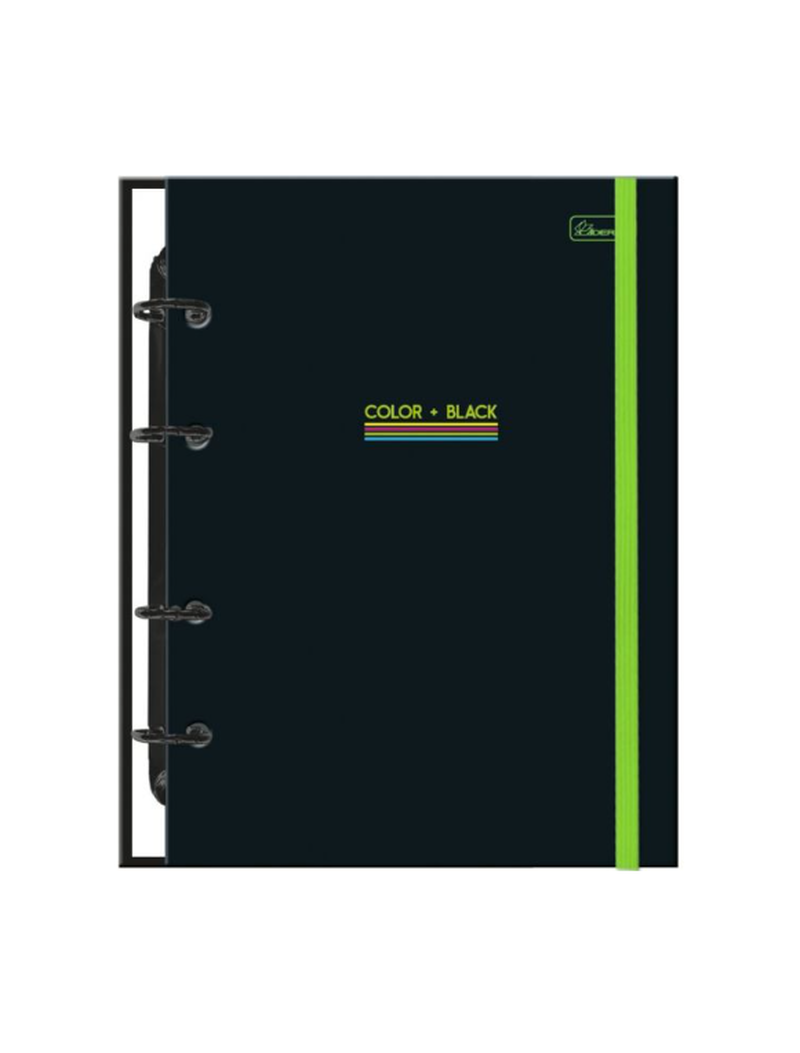 imagem Caderno Colegial Argolado Criativo CD c/Elástico Verde Color + Black