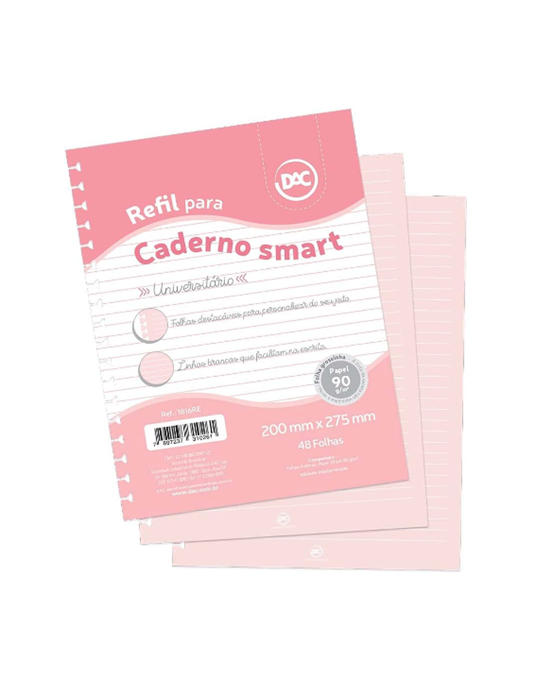 imagem Refil para Caderno Argolado Smart Univ. 48fls Rosa DAC