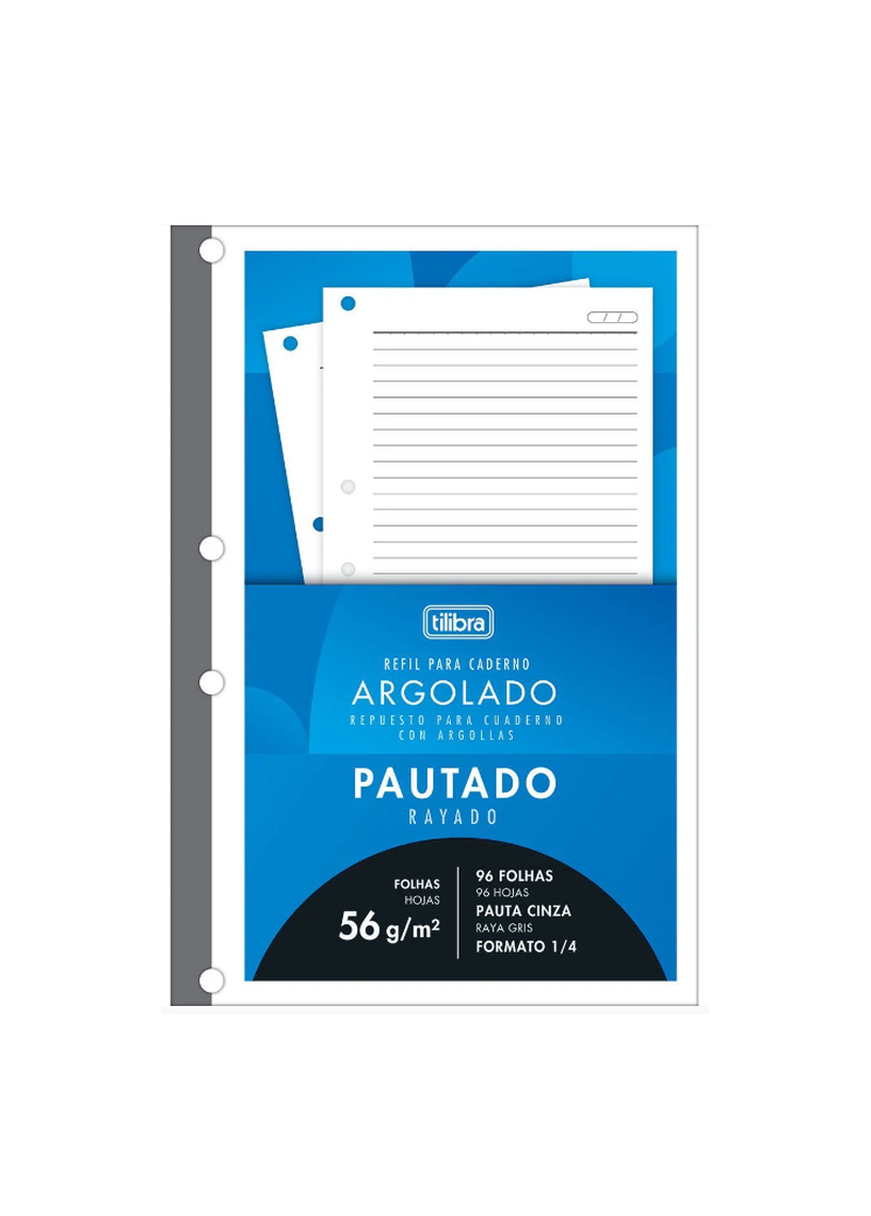 imagem Refil para Caderno Argolado 1/4 Pautado 56g/m² 96ls Tilibra