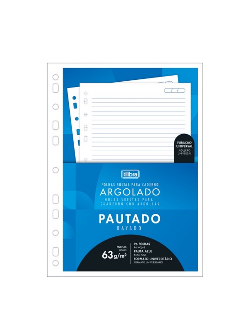 imagem Refil para Caderno Argolado Pautado 63g/m² 96fls Tilibra