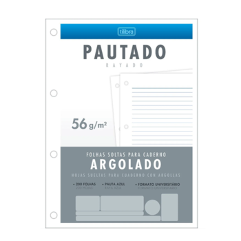 imagem Refil para Caderno Argolado Pautado 56g/m² 200fls Tilibra