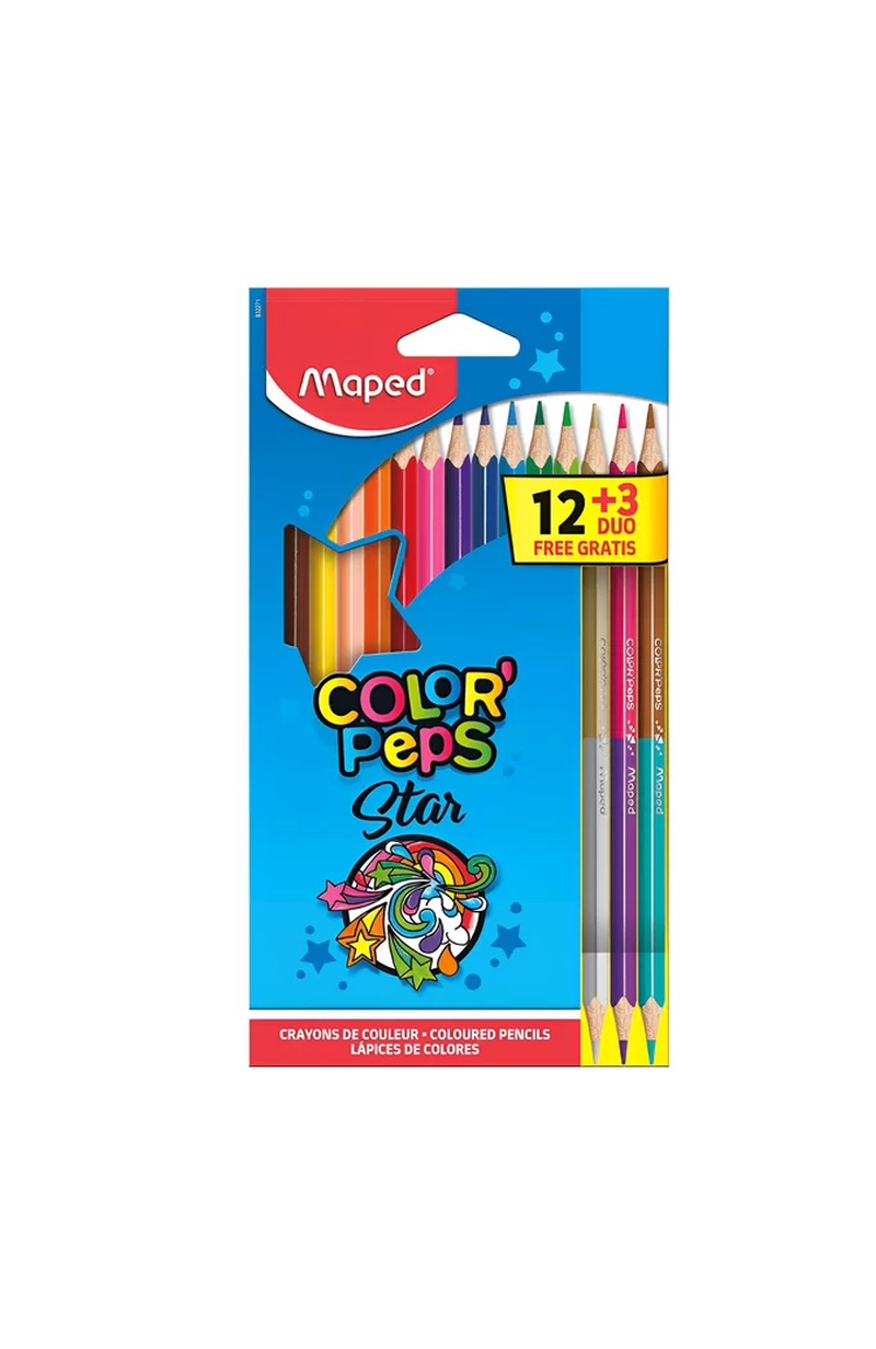 imagem Lápis de Cor Color'Peps Star 12 Lápis 15 Cores Maped