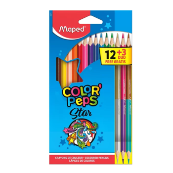 imagem Lápis de Cor Color'Peps Star 12 Lápis 15 Cores Maped