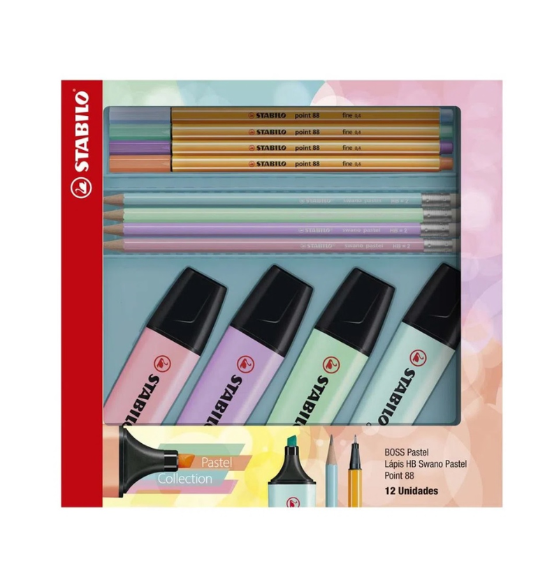 imagem Kit - Boss Pastel + 88 Pastel + Swano c/12un Stabilo