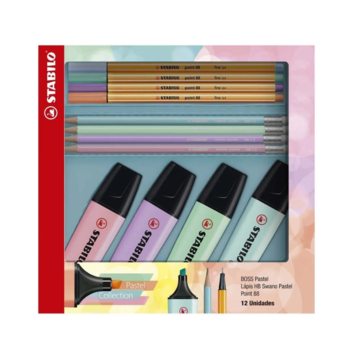 imagem Kit - Boss Pastel + 88 Pastel + Swano c/12un Stabilo