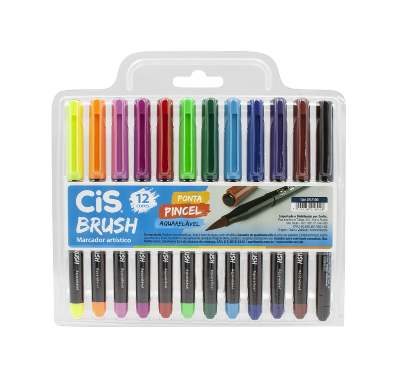 imagem Estojo Marcador Cis Brush Aquarelável c/12 cores