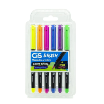 imagem Estojo Marcador Cis Brush Neon Aquarelável c/6 cores