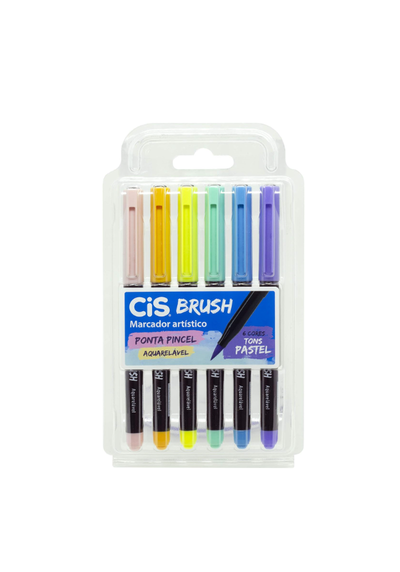 imagem Estojo Marcador Cis Brush Tons Pastel Aquarelável c/6 cores