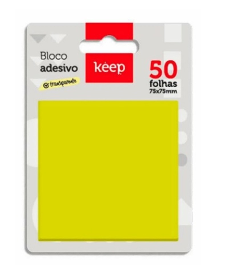 imagem Bloco Adesivo Transparente Amarelo 75x75mm 50f Ei029 Keep