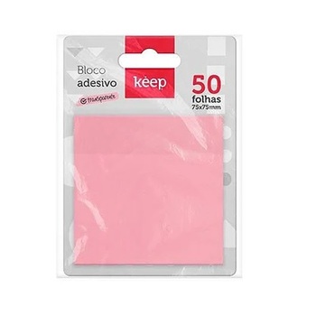 imagem Bloco Adesivo Transparente Rosa Pastel Keep 75X75mm 50fls